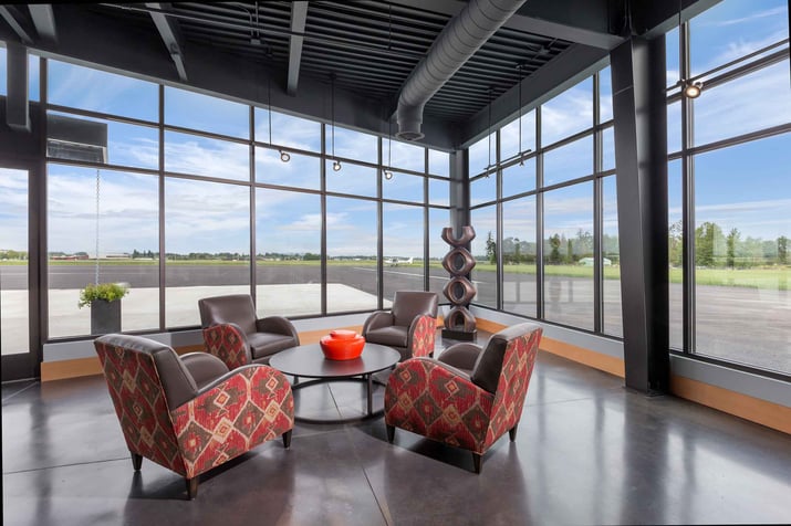 seating area with windows hillsboro aviation fbo